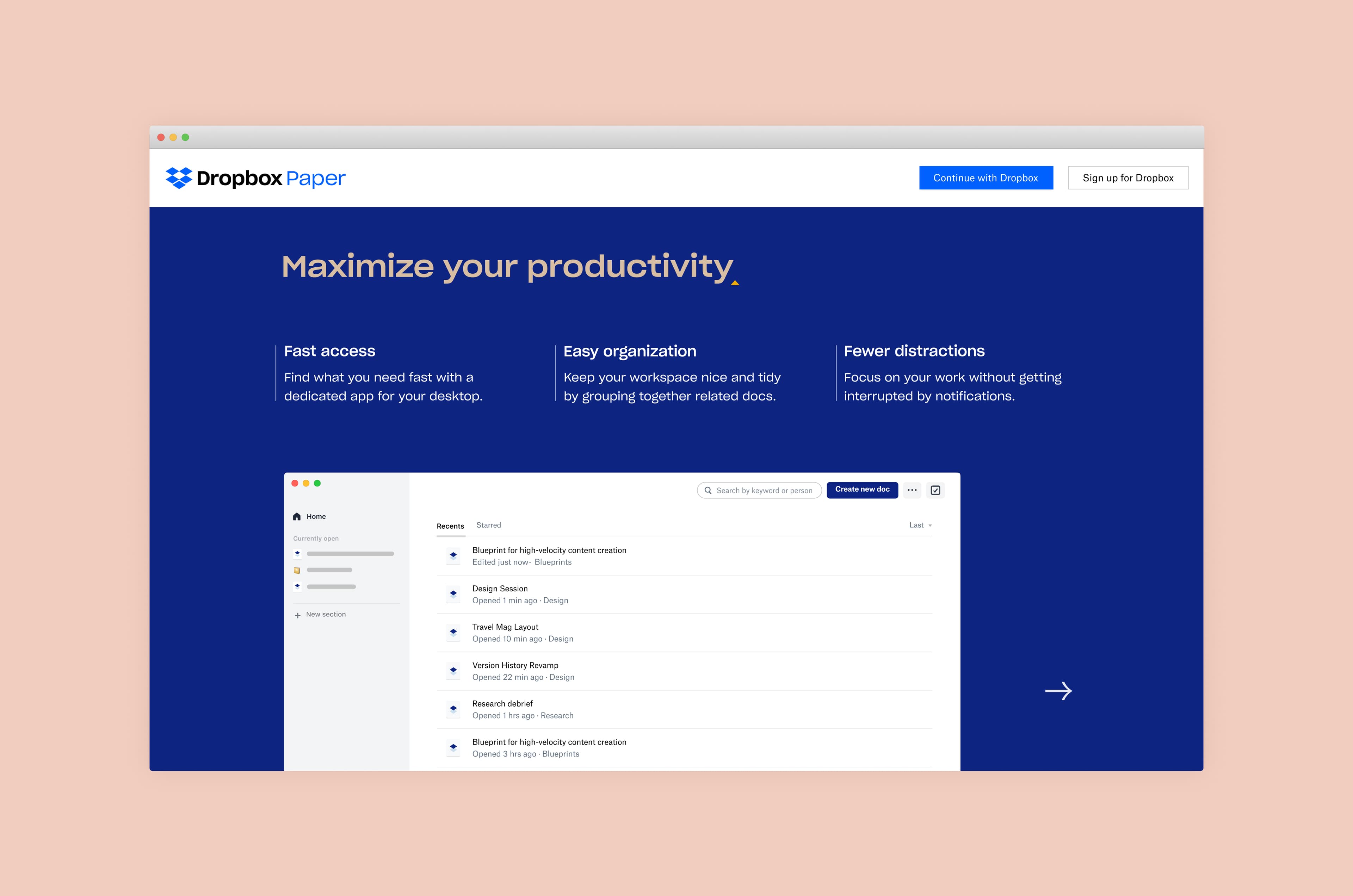 Paper Desktop beta page flow.