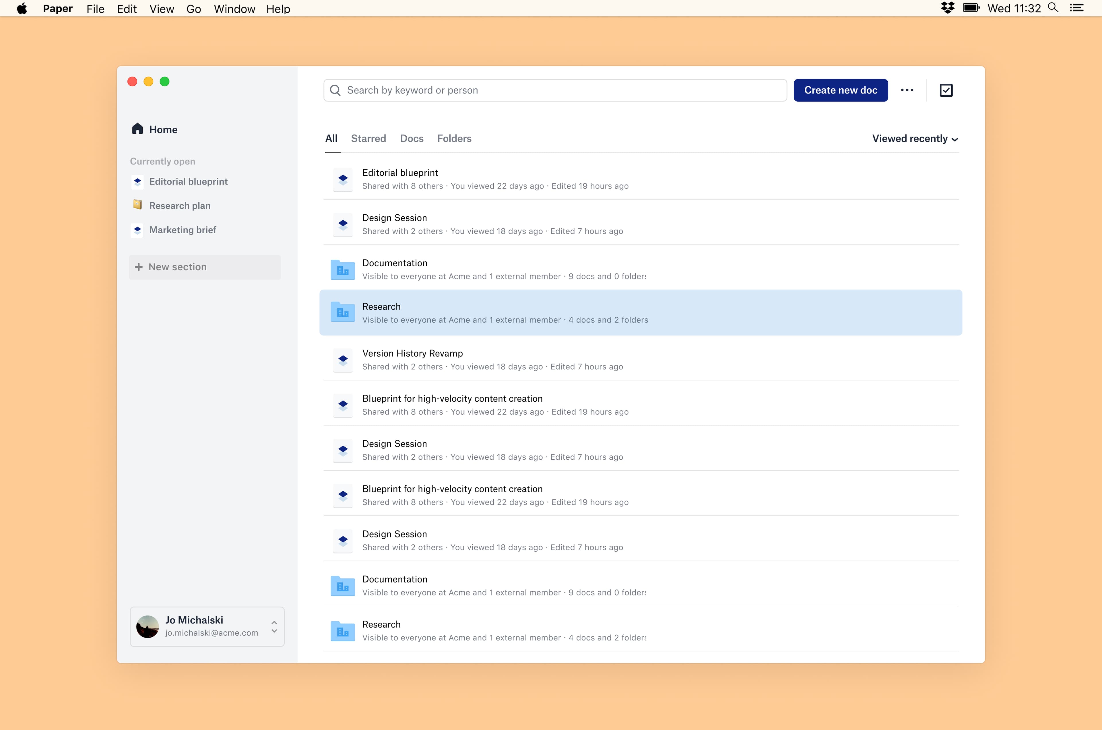 Paper Desktop design system screen.