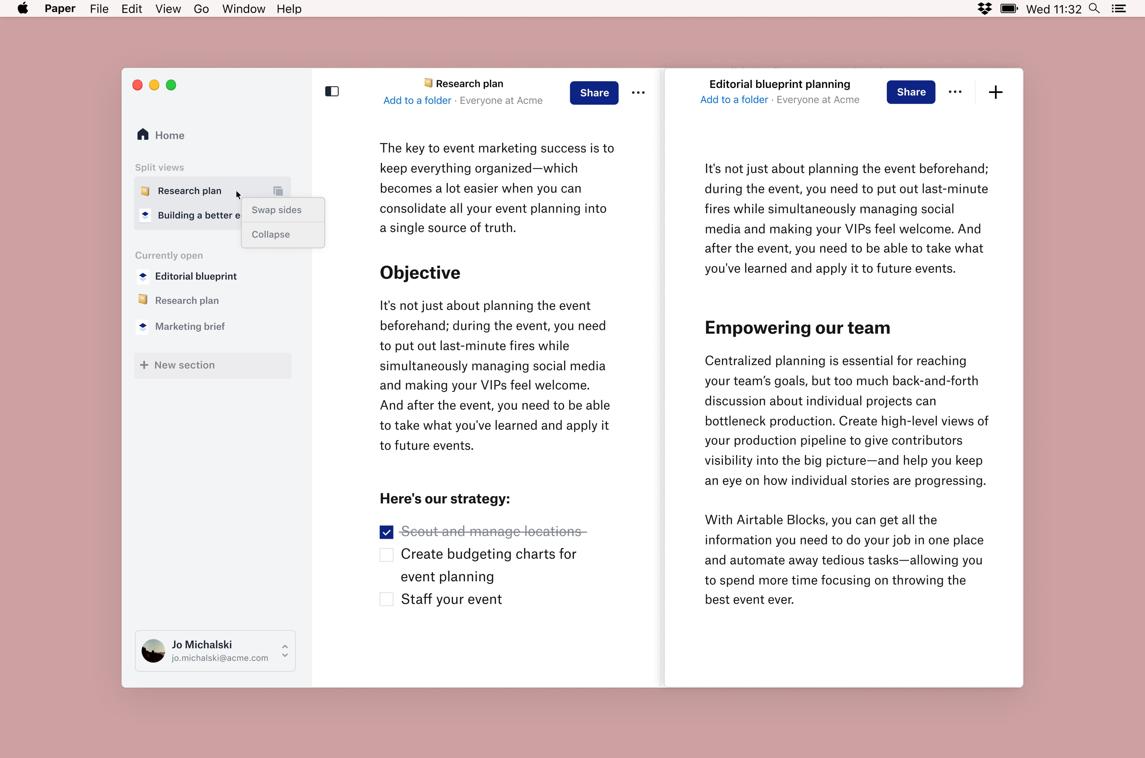 Paper Desktop multi-window overview.