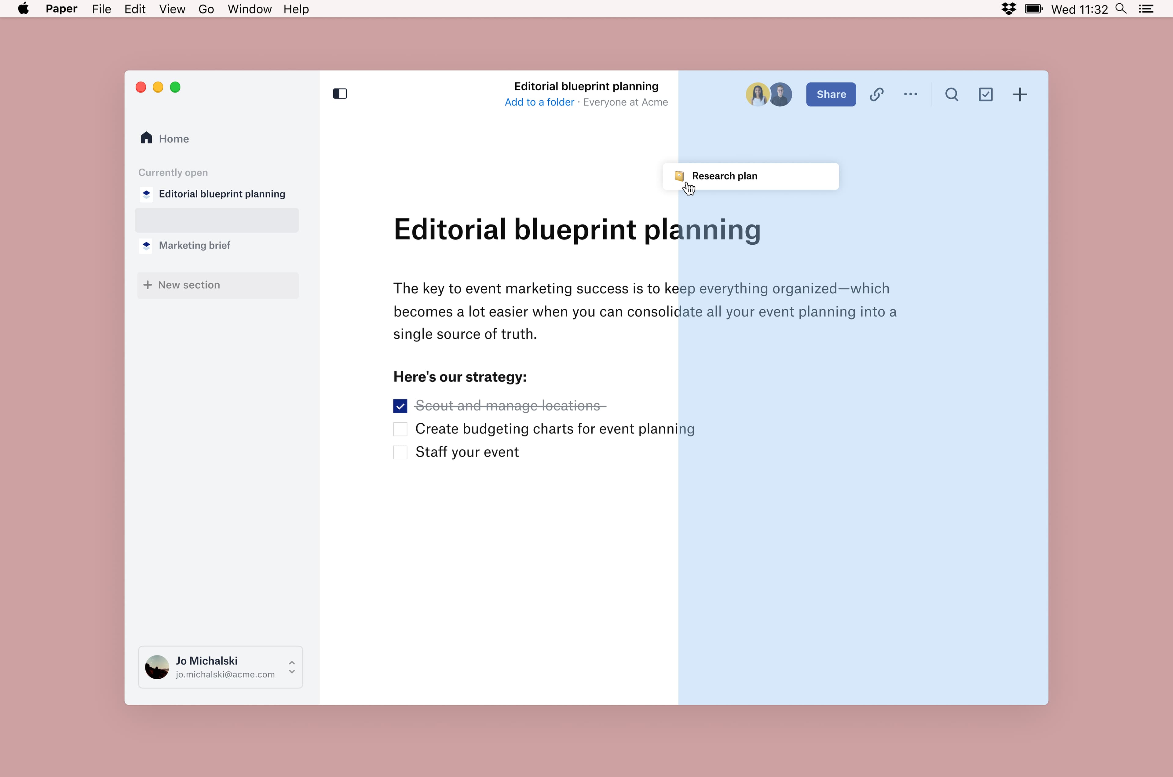 Paper Desktop multi-window workflow.